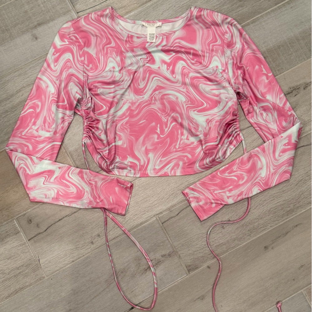 Full Tilt Pink and White Swirl Top